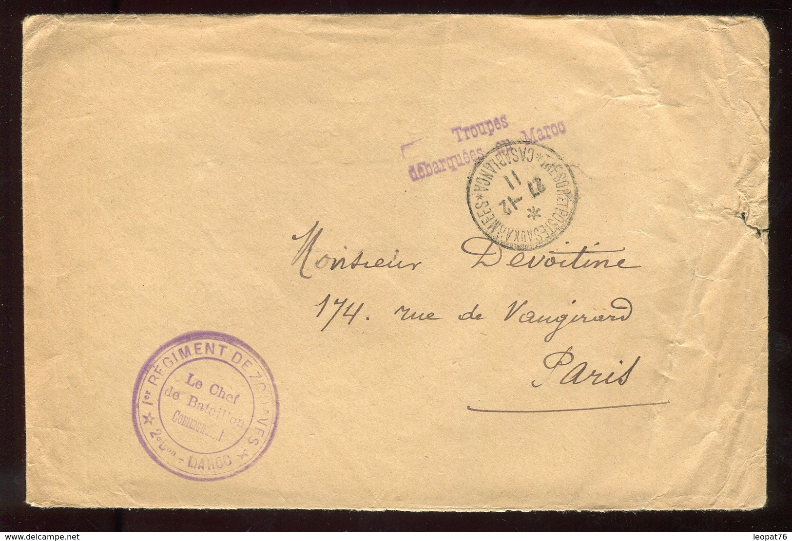 Maroc - Enveloppe En FM De Casablanca En 1911 Pour Paris - N249 - Covers & Documents