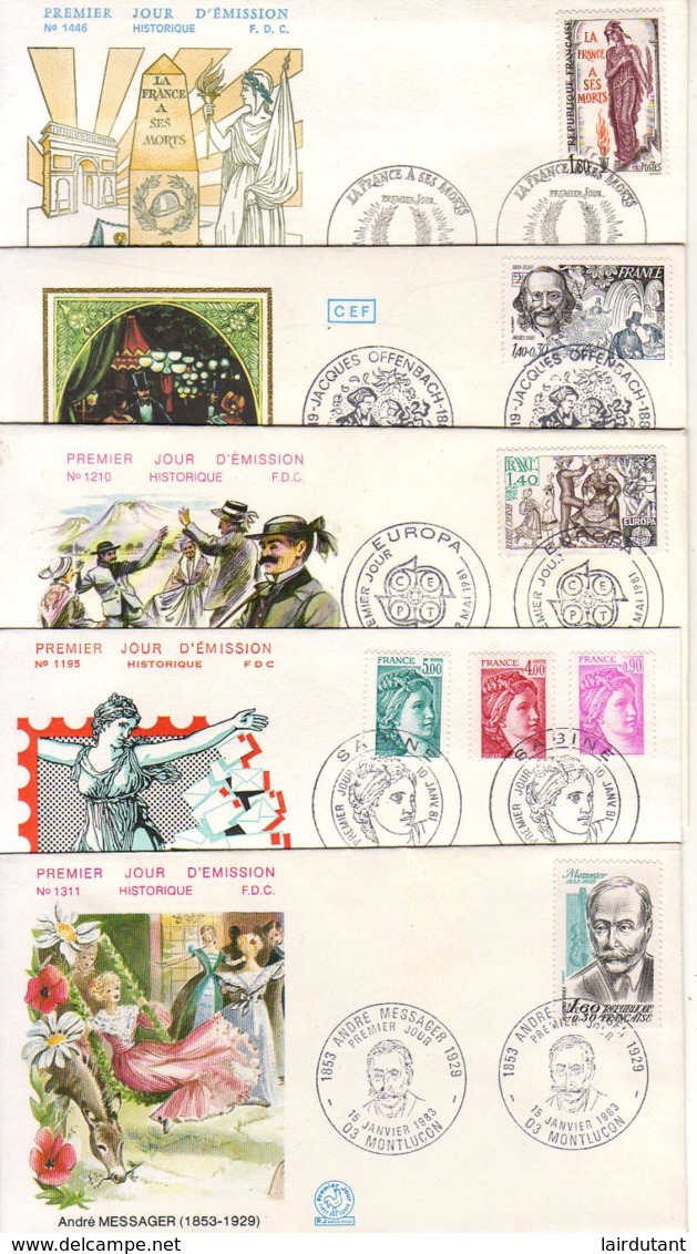 FDC - 1ER JOUR LOT DE 21 ENVELOPPES DES ANNÉES 1980-1989 - 1980-1989