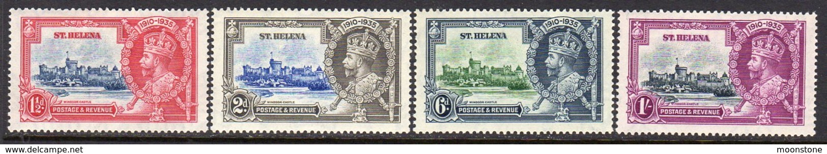 St. Helena GV 1935 Silver Jubilee Set Of 4, Hinged Mint, SG 124/7 - Saint Helena Island