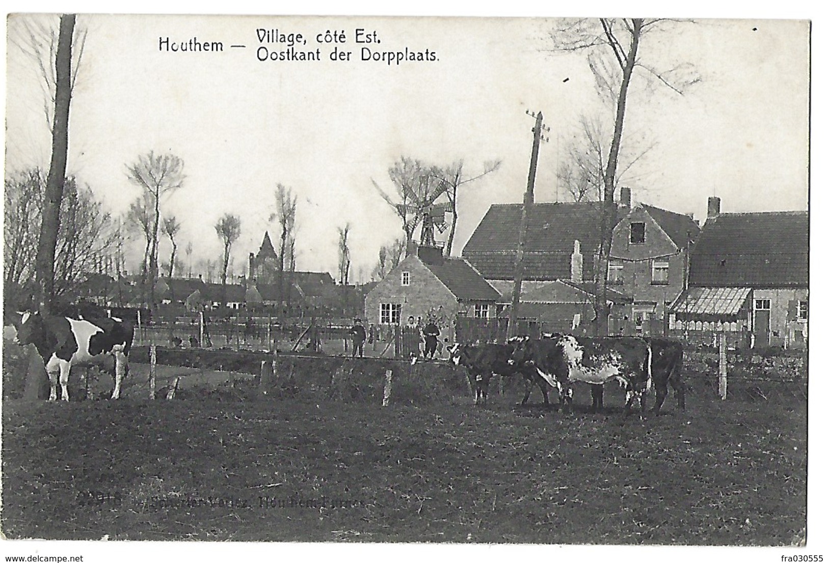 Belgique - HOUTHEM - Village, Côté Est - Oostkant Der Dorpplaats - 1915 - Cachet Des Auxiliaires De Forteresse De La 14e - Autres & Non Classés