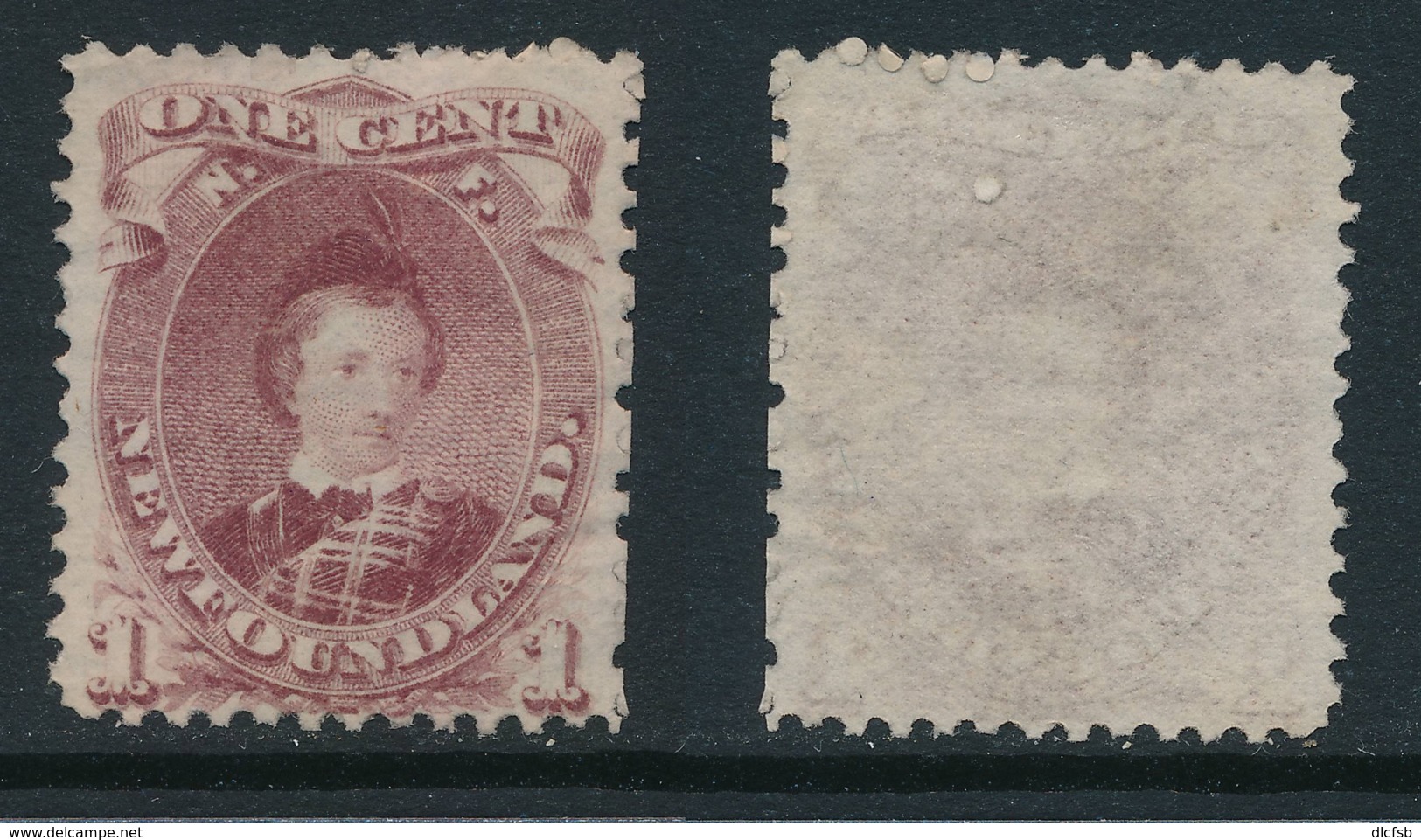 NEWFOUNDLAND, 1868 1c Brown-purple (type II) Fine Unused No Gum, SG35, Cat £130 - 1865-1902