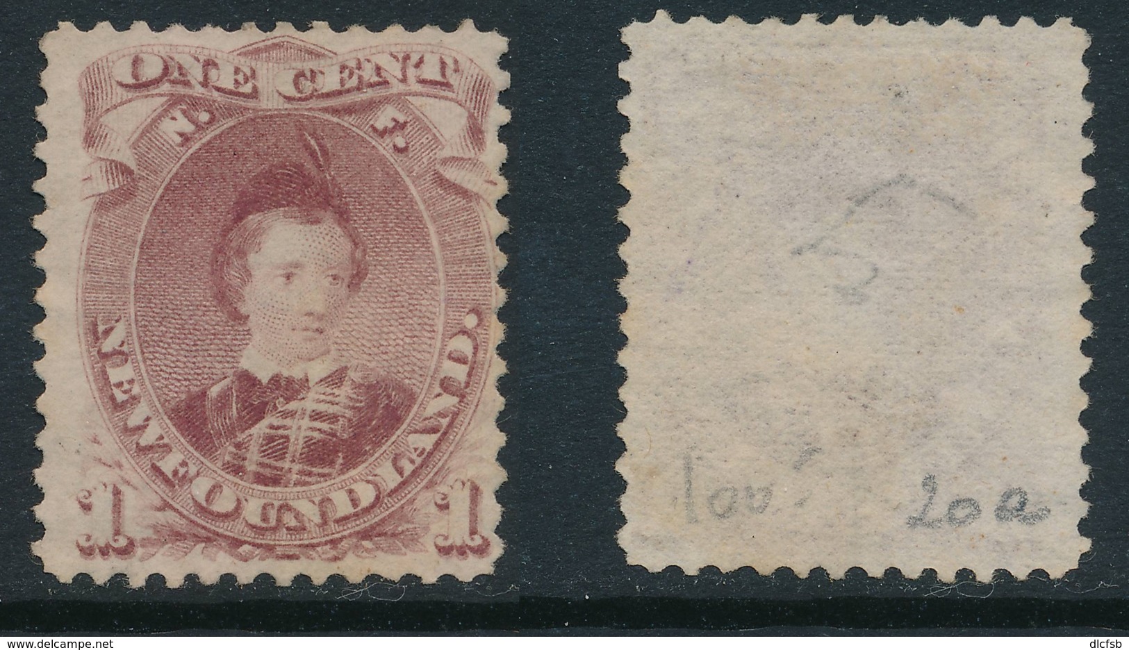 NEWFOUNDLAND, 1868 1c Brown-purple (type II) Fine Unused No Gum, SG35, Cat £130 - 1865-1902