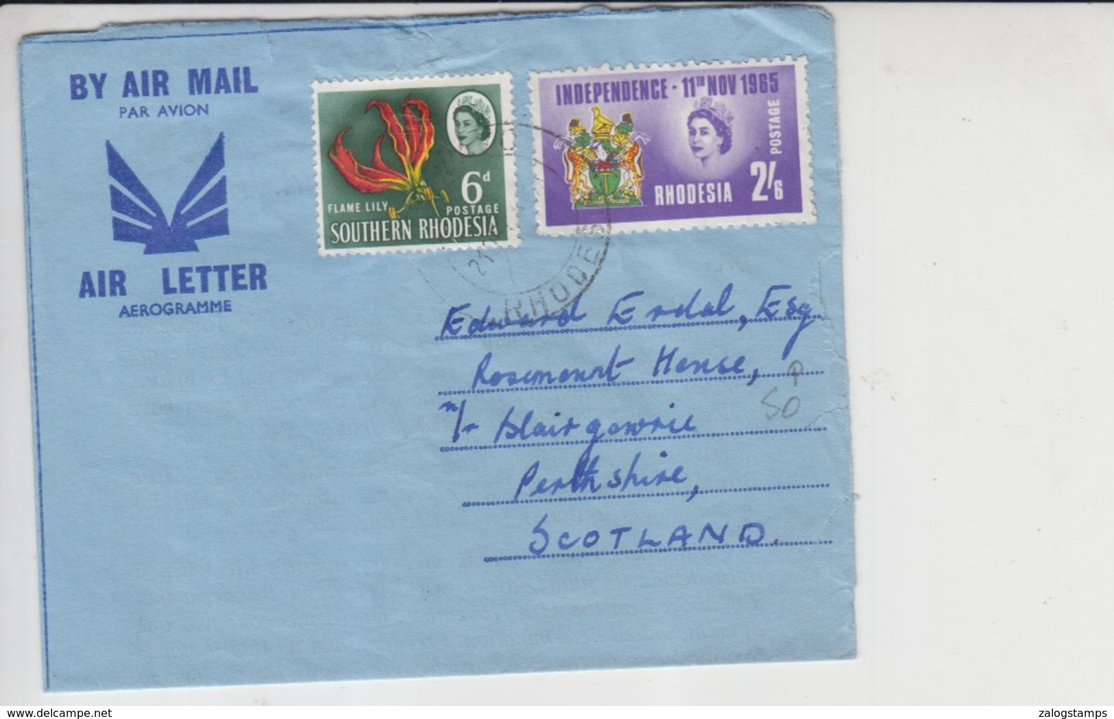 Southern Rhodesia Airmail Cover To Scotland, Zimbabwe     (A-420) - Zambezia