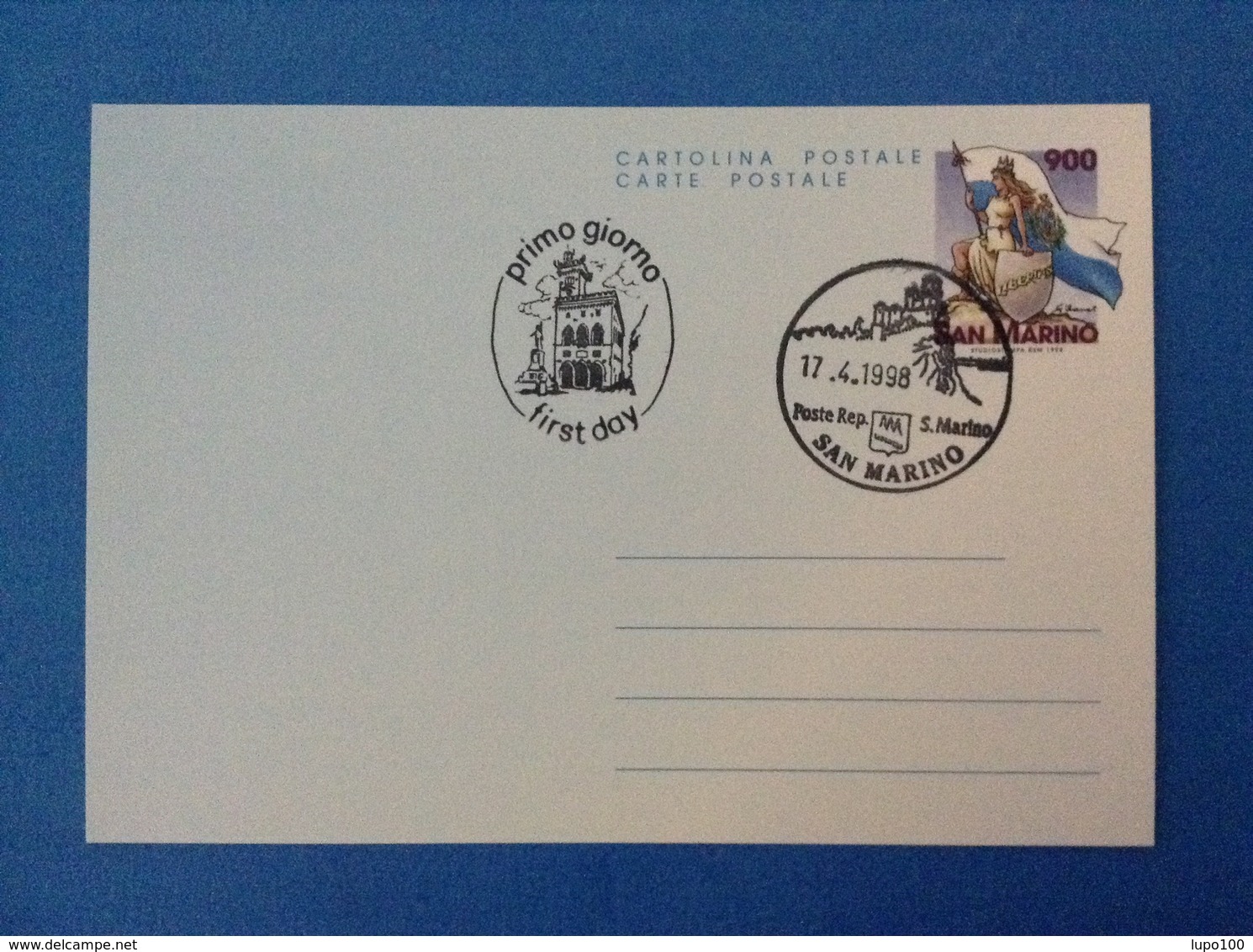 1998 SAN MARINO CARTOLINA POSTALE USATA FDC LIBERTA' 900 - Ganzsachen