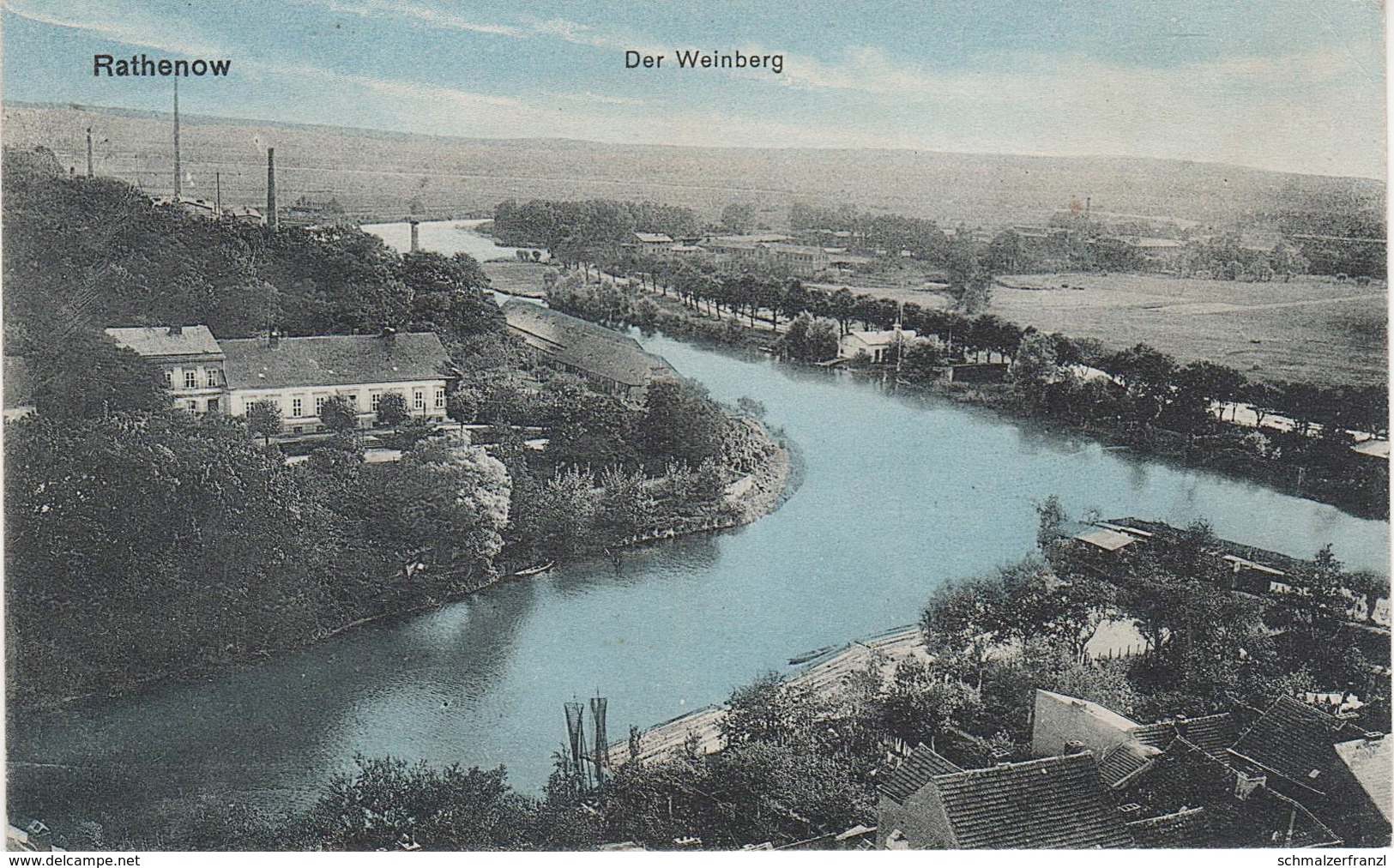 AK Rathenow Weinberg Rathenower Havel Stadtkanal Schleusenkanal Kanal Insel A Andreasstraße Mühlendamm Havelweg Hafen - Rathenow