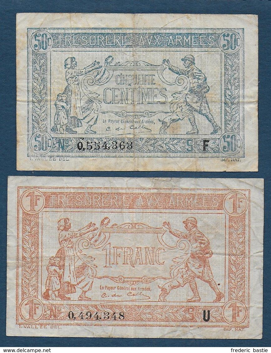 France - Trésorerie Aux Armées - 2 Billets - 1917-1919 Trésorerie Aux Armées