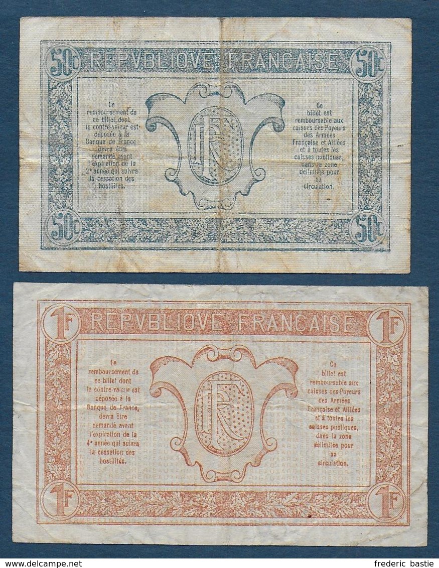 France - Trésorerie Aux Armées - 2 Billets - 1917-1919 Trésorerie Aux Armées