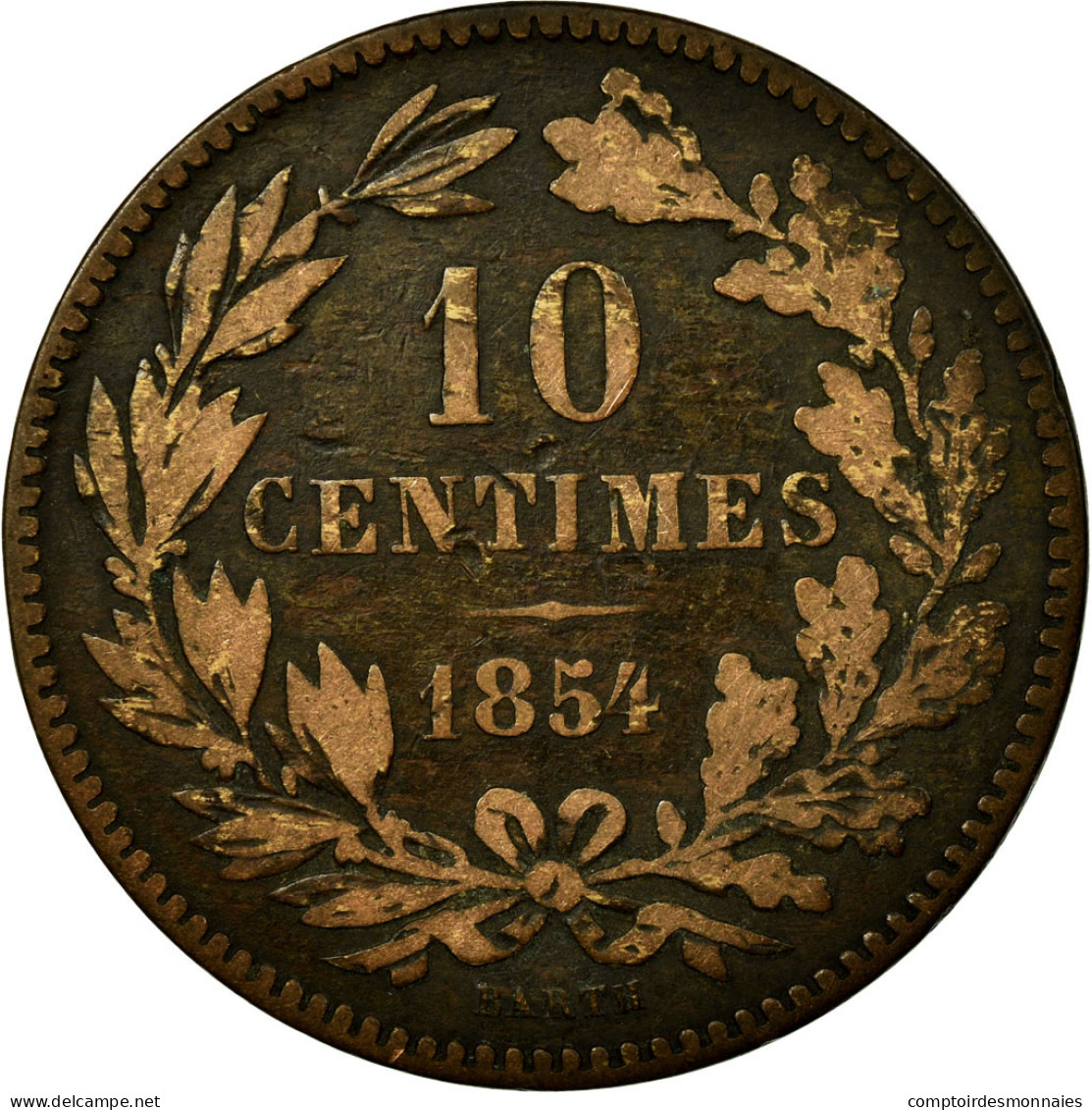 Monnaie, Luxembourg, William III, 10 Centimes, 1854, Utrecht, TB+, Bronze - Lussemburgo