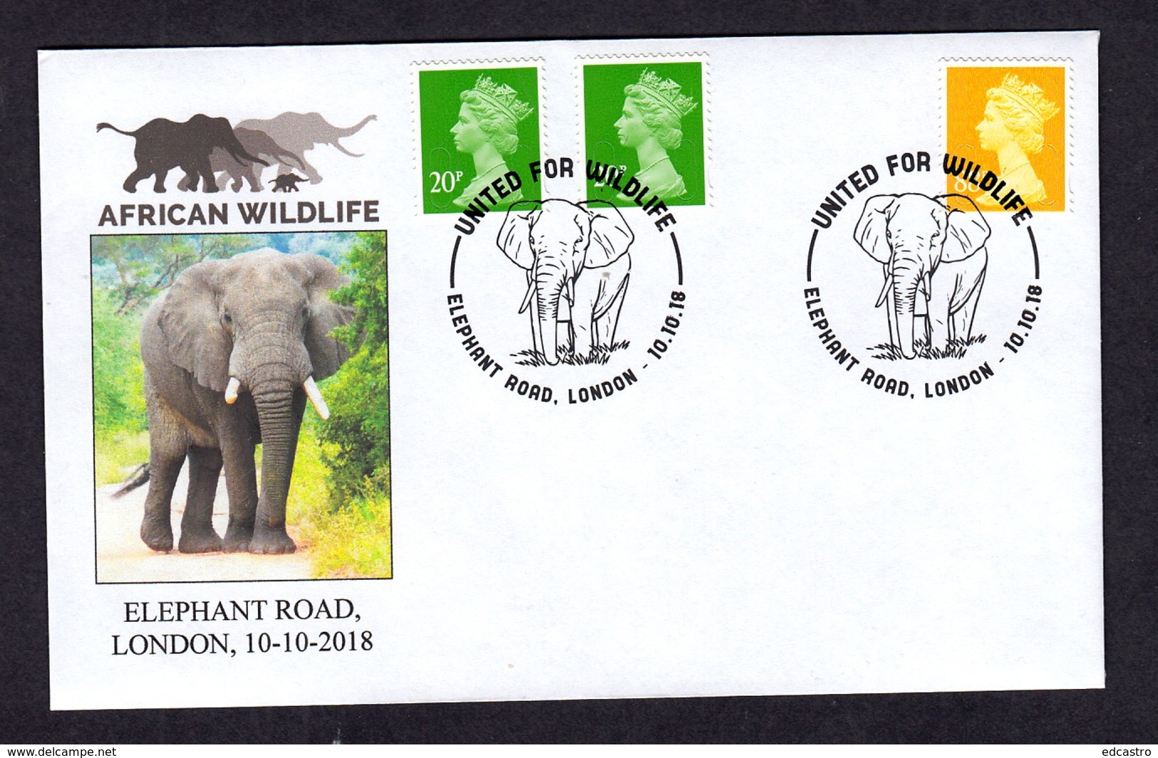 3.- GREAT BRITAIN 2018 SPECIAL POSTMARK AFRICAN ELEPHANT WILDLIFE - Elefantes