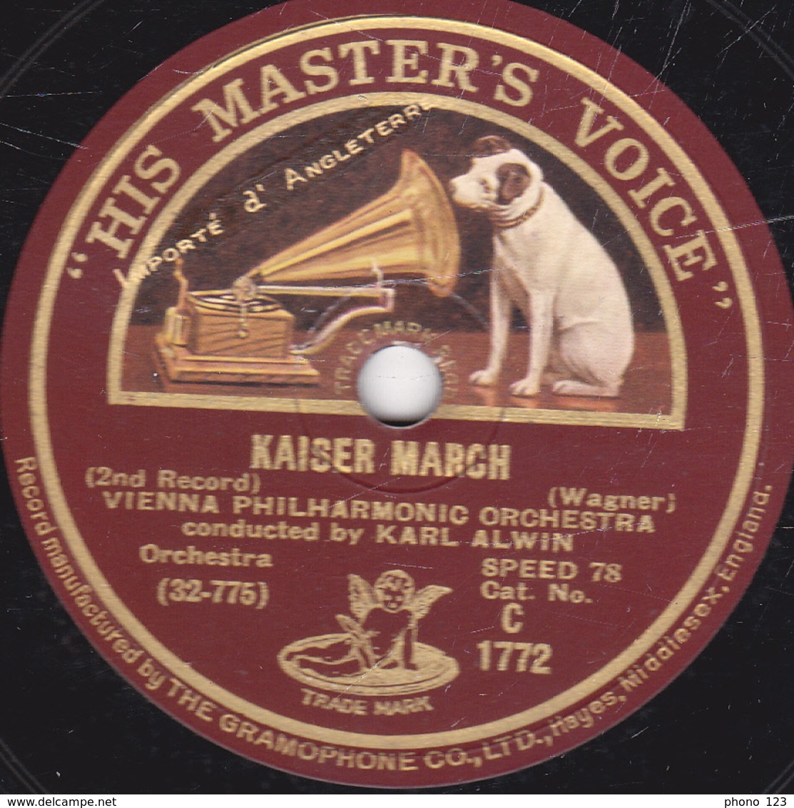 78 Trs - 30 Cm - Etat TB -  KAISER MARCH (WAGNER) - VIENNA PHILHARMONIC ORCHESTRA (1st Record) (2nd Record) - 78 T - Disques Pour Gramophone