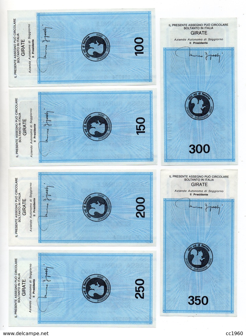 Italia - Lotto Di 6 Miniassegni Emessi Dalla Cassa Rurale Di Predazzo E Ziano Nel 1978 - (FDC13016) - [10] Assegni E Miniassegni