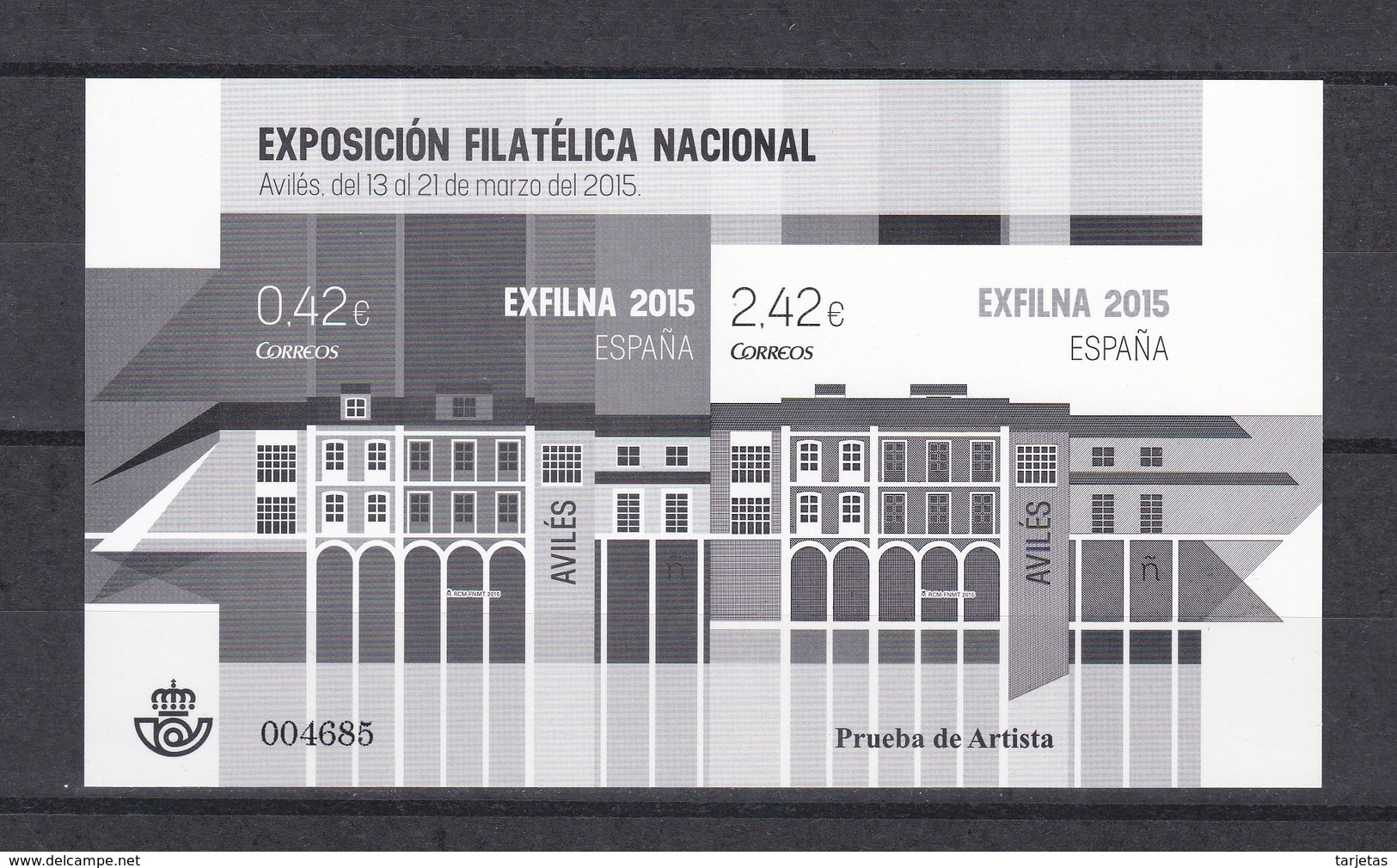 Nº 121 PRUEBA DE LUJO DE EXFILNA 2015 DE AVILES EN SU FUNDA ORIGINAL - Prove & Ristampe