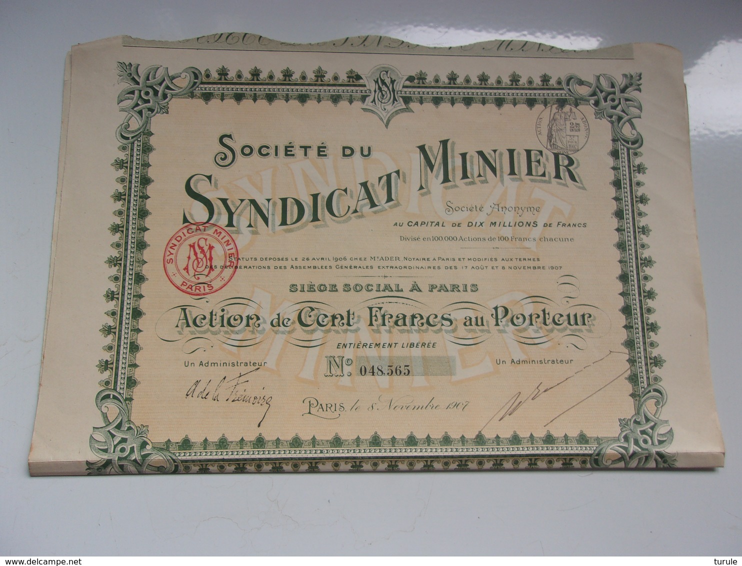 SYNDICAT MINIER (1907) - Autres & Non Classés