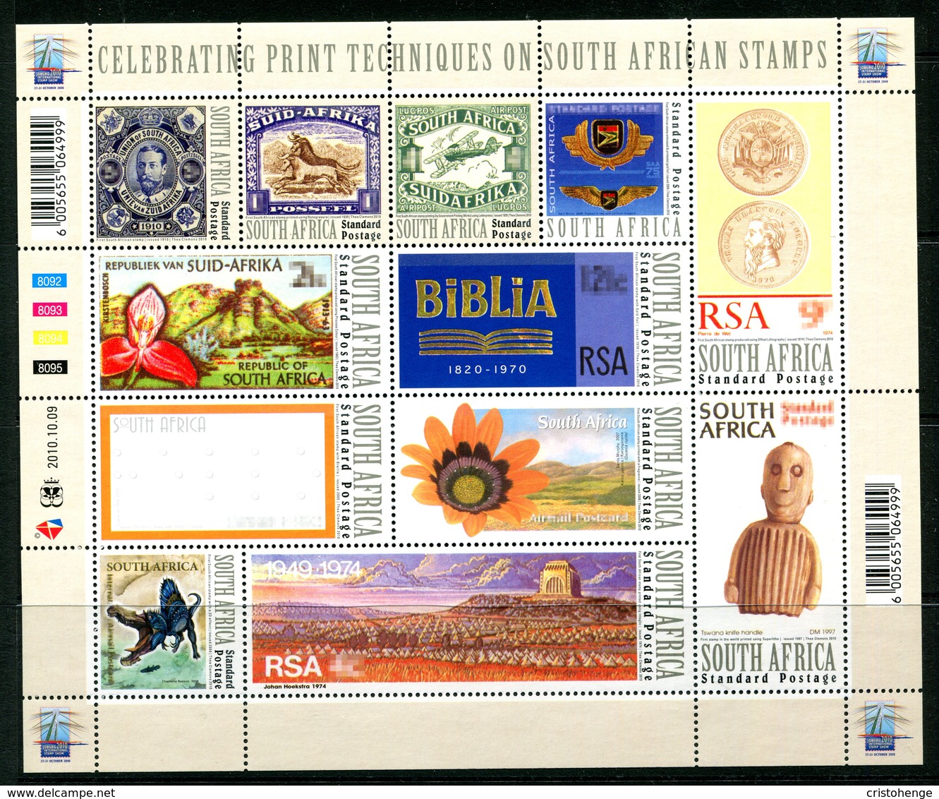 South Africa 2010 World Post Day - Printing Techniques - Stamp On Stamp Sheetlet MNH (SG 1817-1828) - Nuevos