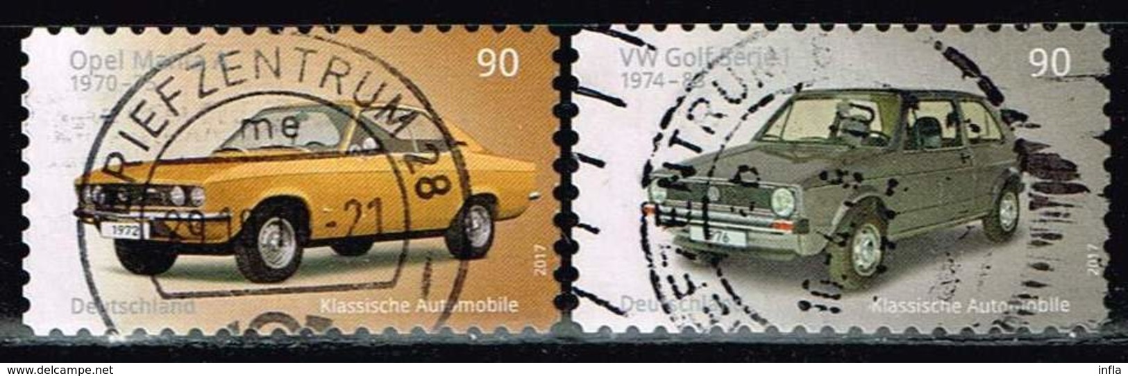 Bund 2017, Michel# 3301 - 3302 O Opel Manta Und VW Golf, Selbstklebend, Self-adhesive - Used Stamps