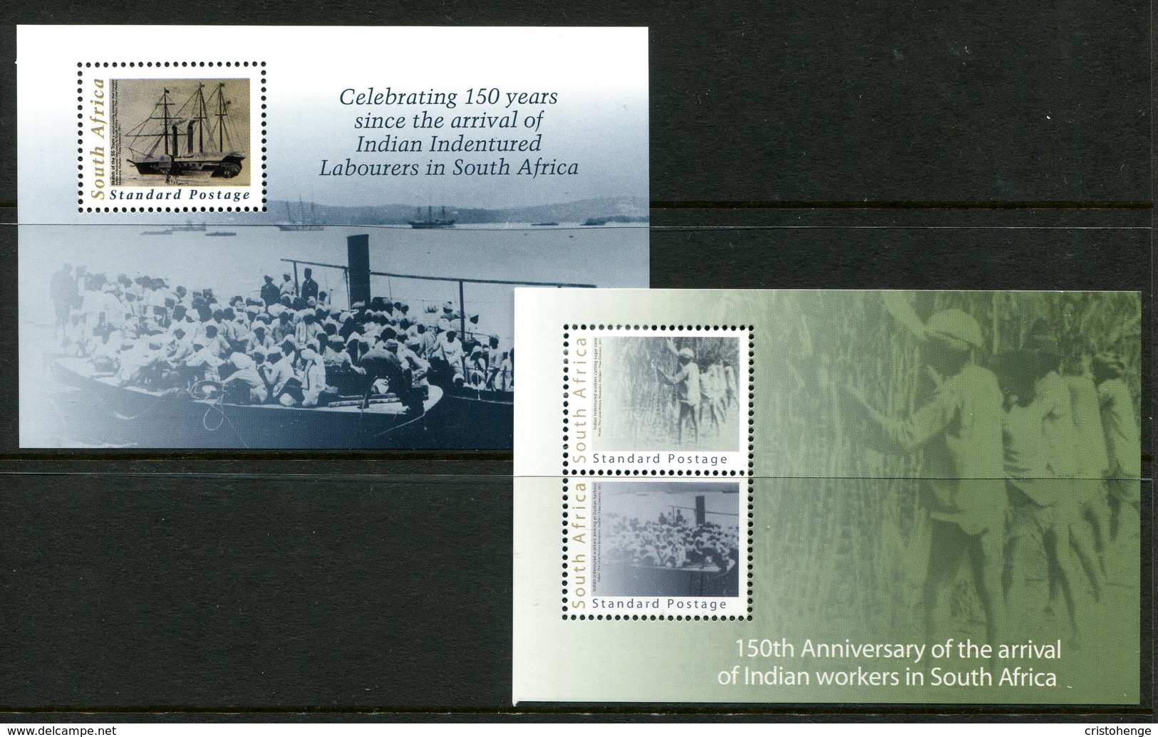 South Africa 2011 150th Anniversary Of The Arrival Of Indian Indentured Labourers MS Pair MNH (SG MS1922 & 23) - Unused Stamps