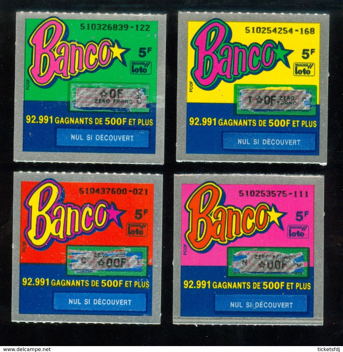 Grattage FDJ - Série Complète BANCO 51 - La Toute Première émission 1990 - Billets De Loterie
