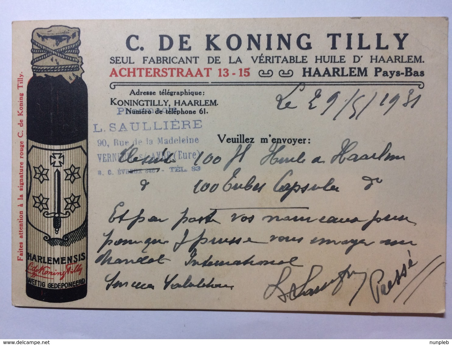 FRANCE 1931 Postcard - To Haarlem - C.de Koning Tilly - Harlemensis Illustration - Other & Unclassified