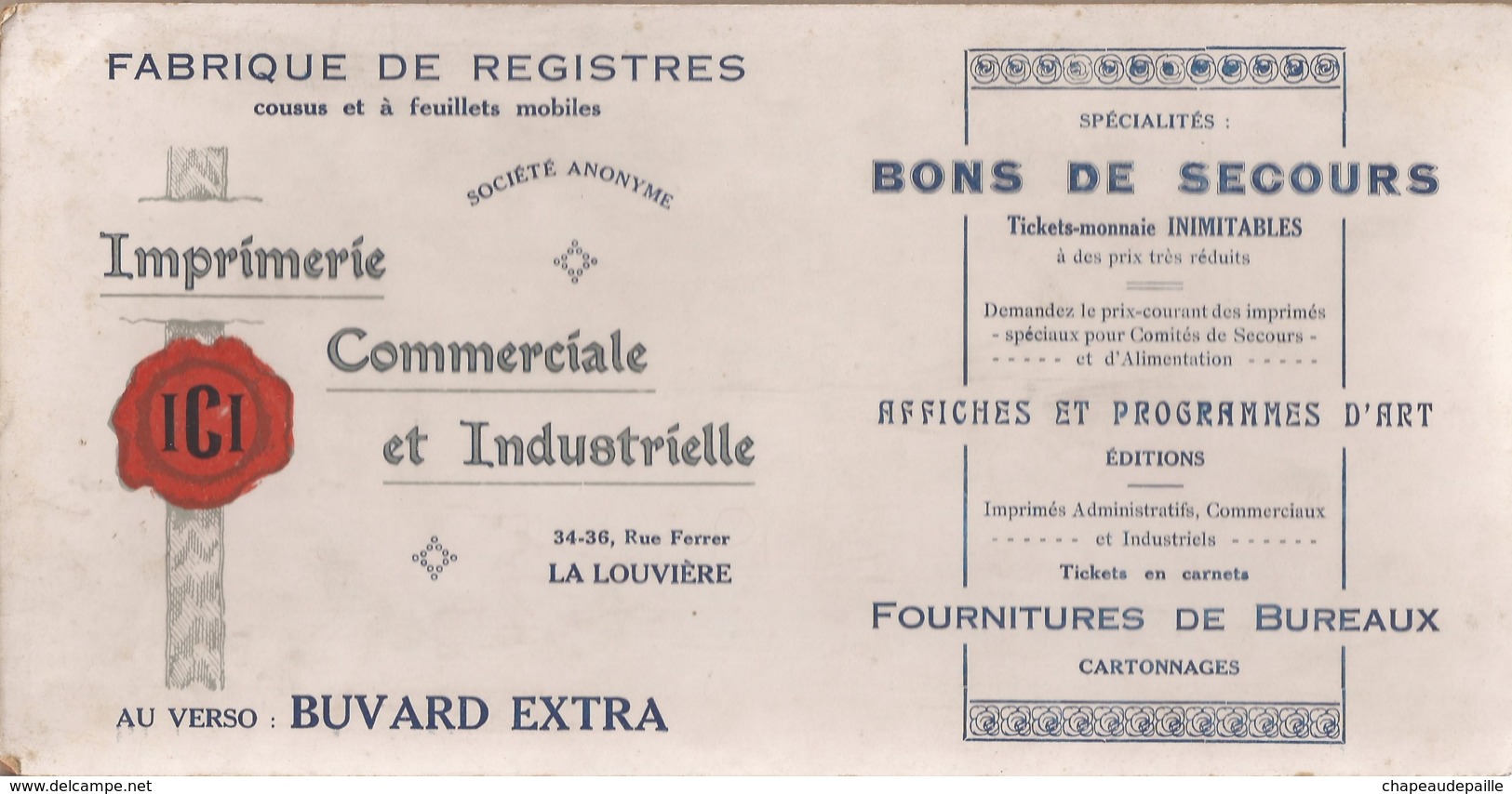 Imprimerie Commerciale Et Industrielle (La Louvière) - Buvards - I