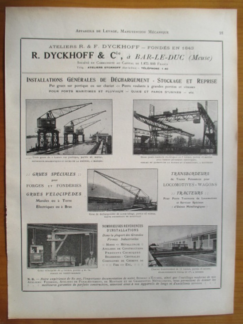 1926  -  Transbordeurs ( Bassens,Hautmont, Maxeville, Vireux,& Béziers)   - Page Originale ARCHITECTURE INDUSTRIELLE - - Machines