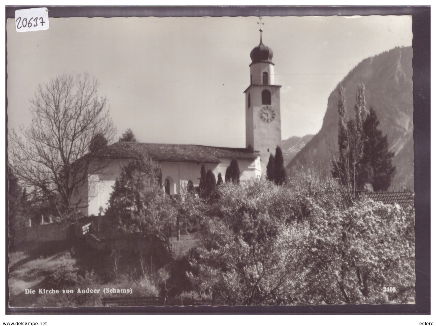 GRÖSSE 10x15cm - ANDEER - DIE KIRCHE - TB - Andeer