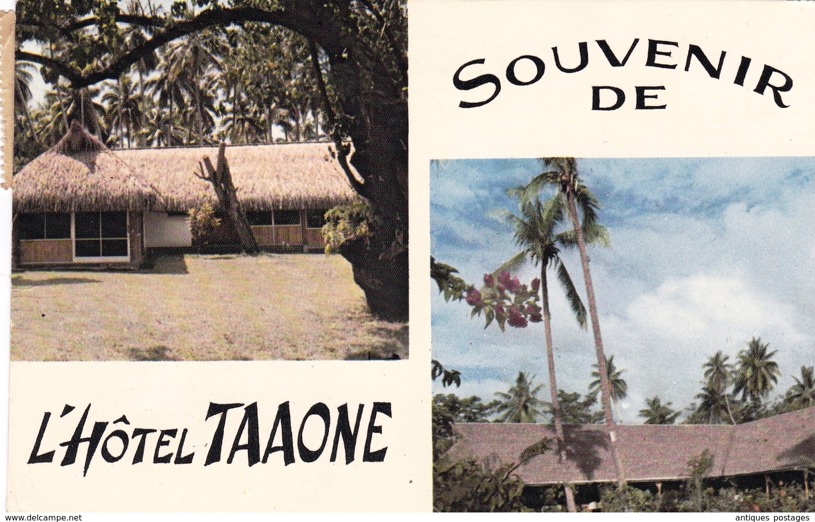 Carte Postale Tahiti Papeete 1955 Polynésie Française Hôtel Taaone Douala Cameroun Aérodrome Papeete Faaa - Tahiti