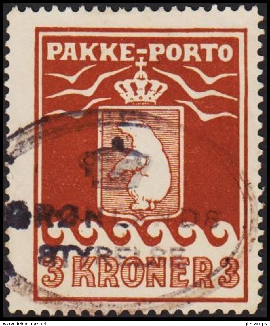 1930. 3 Kr. Brown. Thiele. Perf. 11 ½. GRØNLANDS STYRELSE. (Michel 12A) - JF306946 - Spoorwegzegels