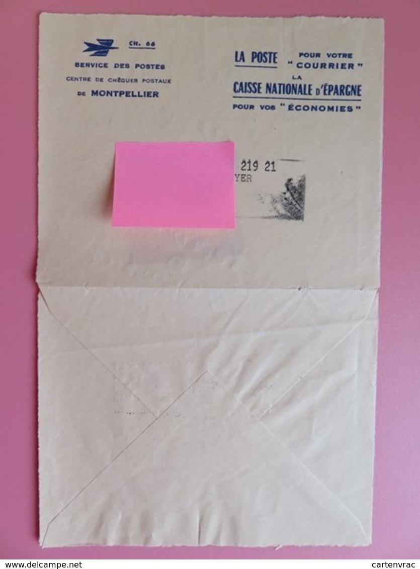 France - Enveloppe Service Des Postes - Centre De Chèque Postaux - Publicité CNE - Tampon Marqueur 1966 - St Affrique - Oblitérations Mécaniques (Autres)