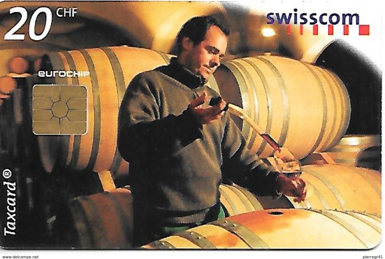 CARTE-PUCE-SUISSE-20CHF-TAXCARD-VIN-Dégustation Au Tonneau-TBE - Schweiz