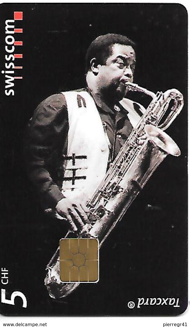 CARTE-PUCE-SUISSE-5CHF-TAXCARD-JAZZ CLASSIC-JOUEUR TROMBONE--TBE - Schweiz