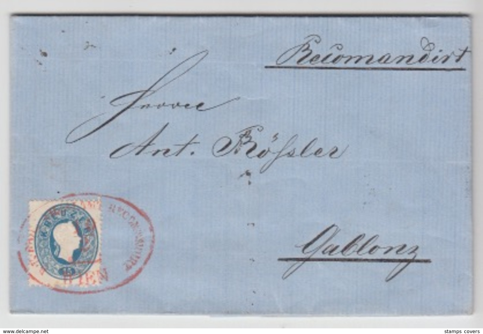 ÖSTERREICH REGISTERED COVER 1863 MICHEL 22 & 20 WIEN TO GABLONZ TSCHECHISCHES (ÖSTERREICH) - Briefe U. Dokumente