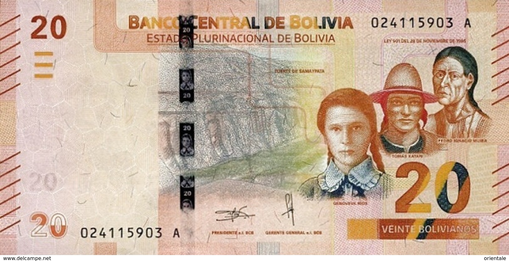 BOLIVIA P. NEW 20 R 2018 UNC - Bolivie