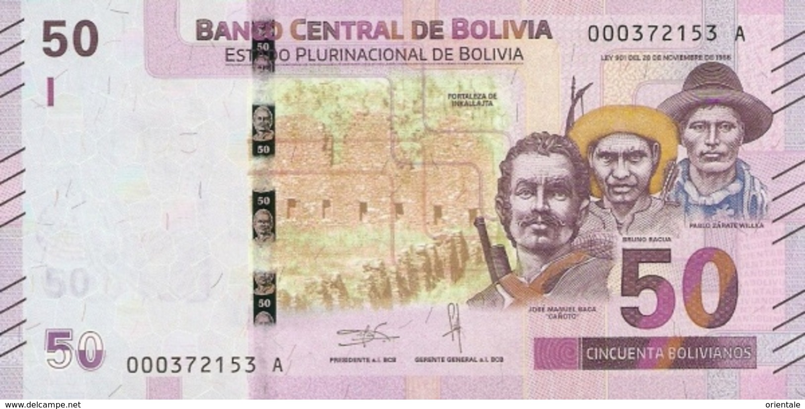 BOLIVIA P. NEW 50 R 2018 UNC - Bolivie