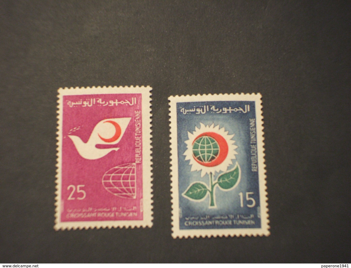 TUNISIA - 1968 CROCE ROSSA (fiore/uccello) - 2 VALORI NUOVI(++) - Tunisia (1956-...)