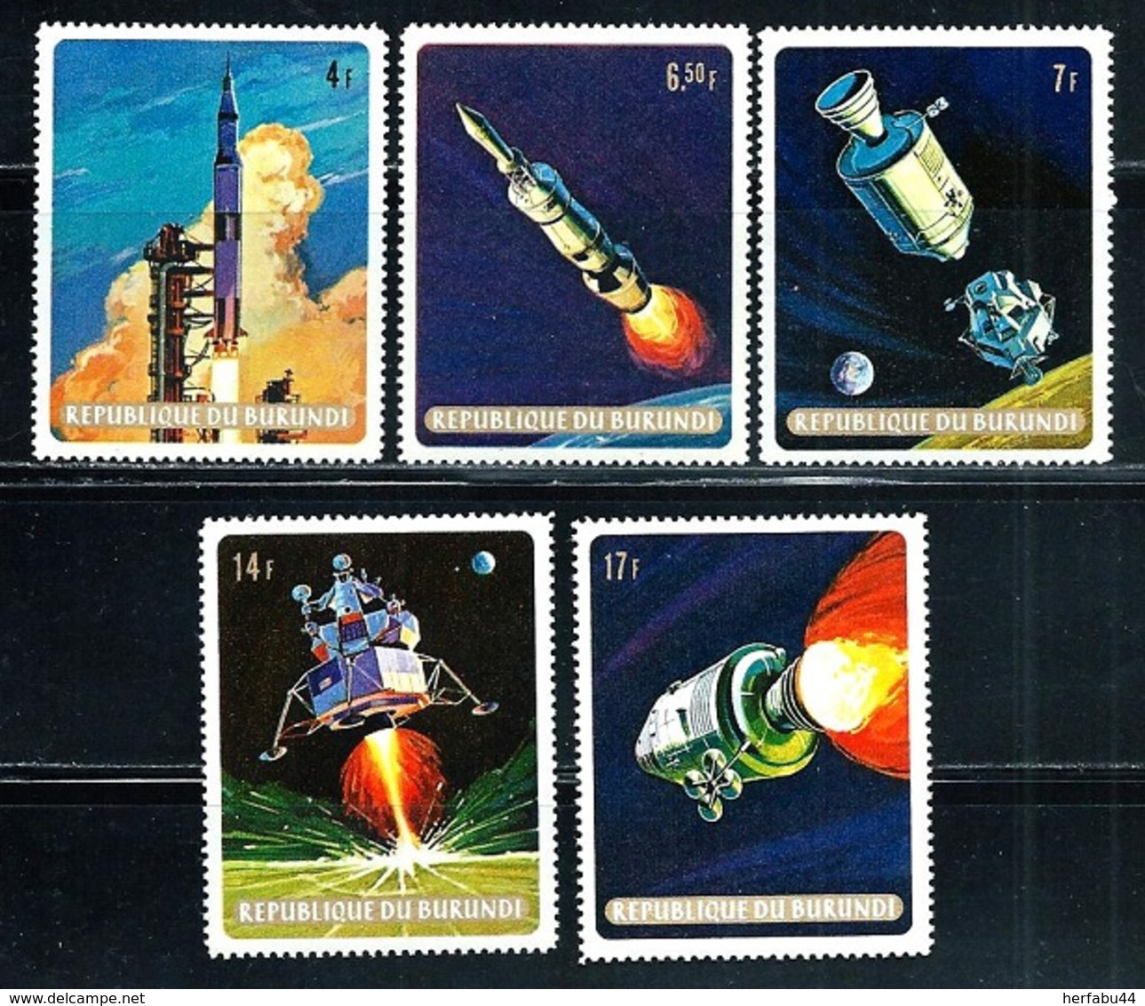 Burundi      "Moon Landing"         SC# 297-301     MNH - Unused Stamps