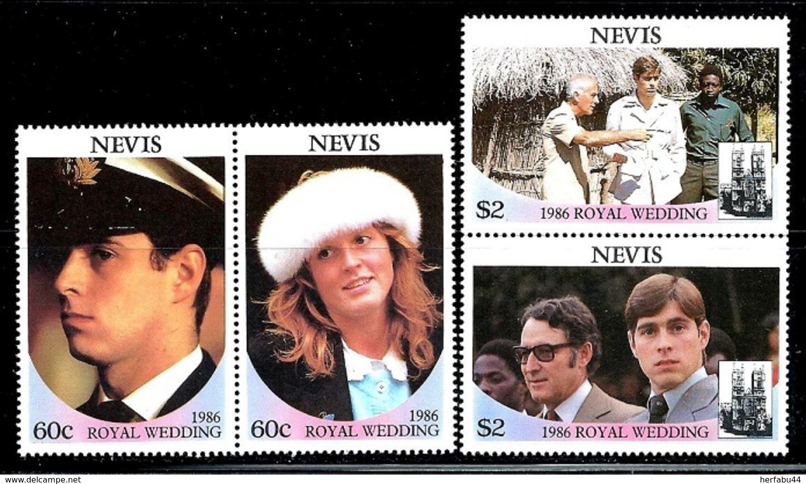 Nevis     "Royal Wedding"     Set    SC# 498-99    (2 Pair)        MNH - St.Kitts And Nevis ( 1983-...)