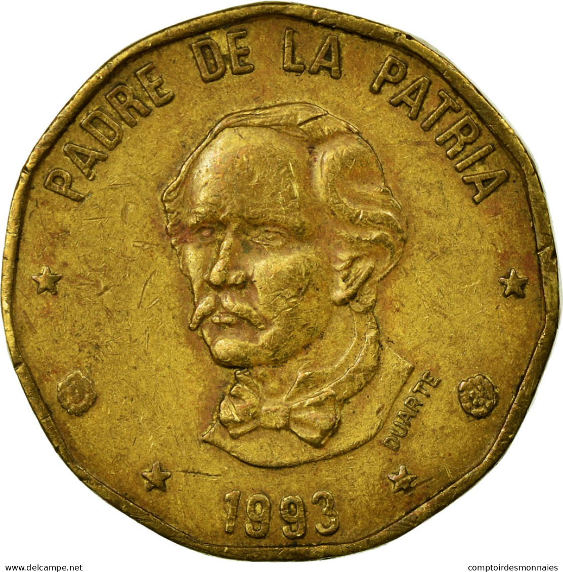 Monnaie, Dominican Republic, Peso, 1993, TB+, Laiton, KM:80.2 - Dominicaanse Republiek