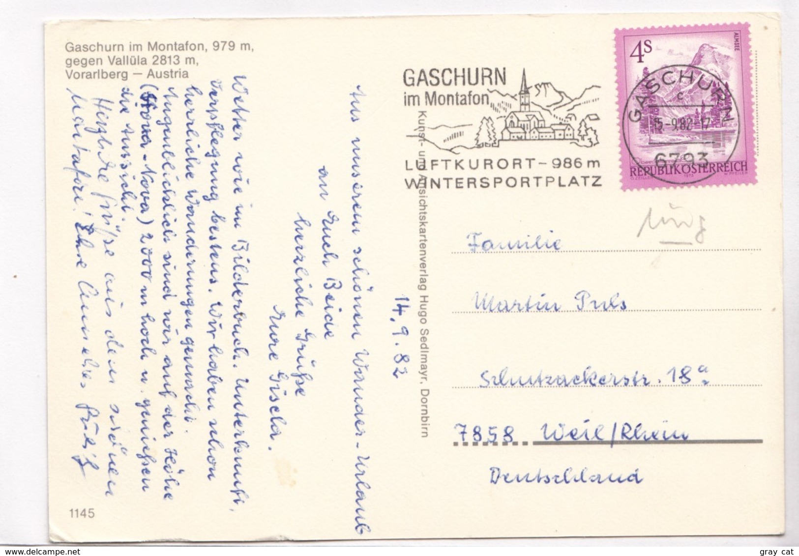 Gaschurn Im Montafon, 979 M, Gegen Vallula 2813, Vorarlberg, Austria, Used Postcard [22329] - Gaschurn