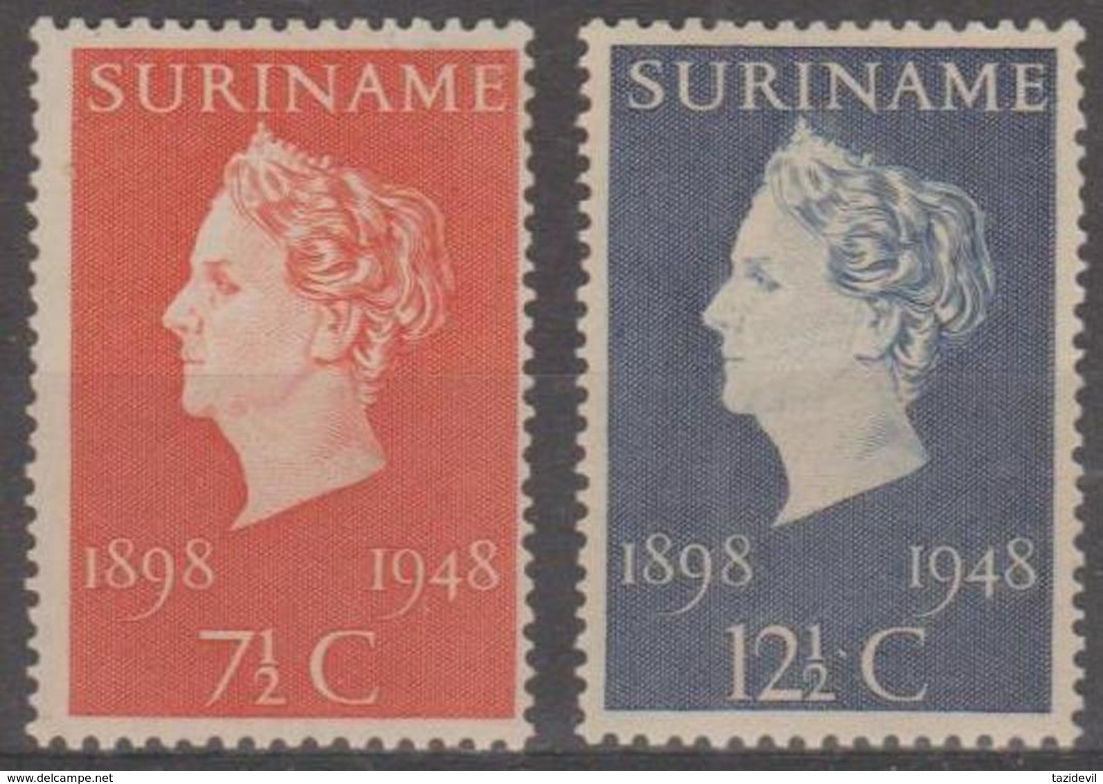 SURINAM - 1948 Queen Wilhelmina. Scott 2340235. MNH ** - Surinam ... - 1975