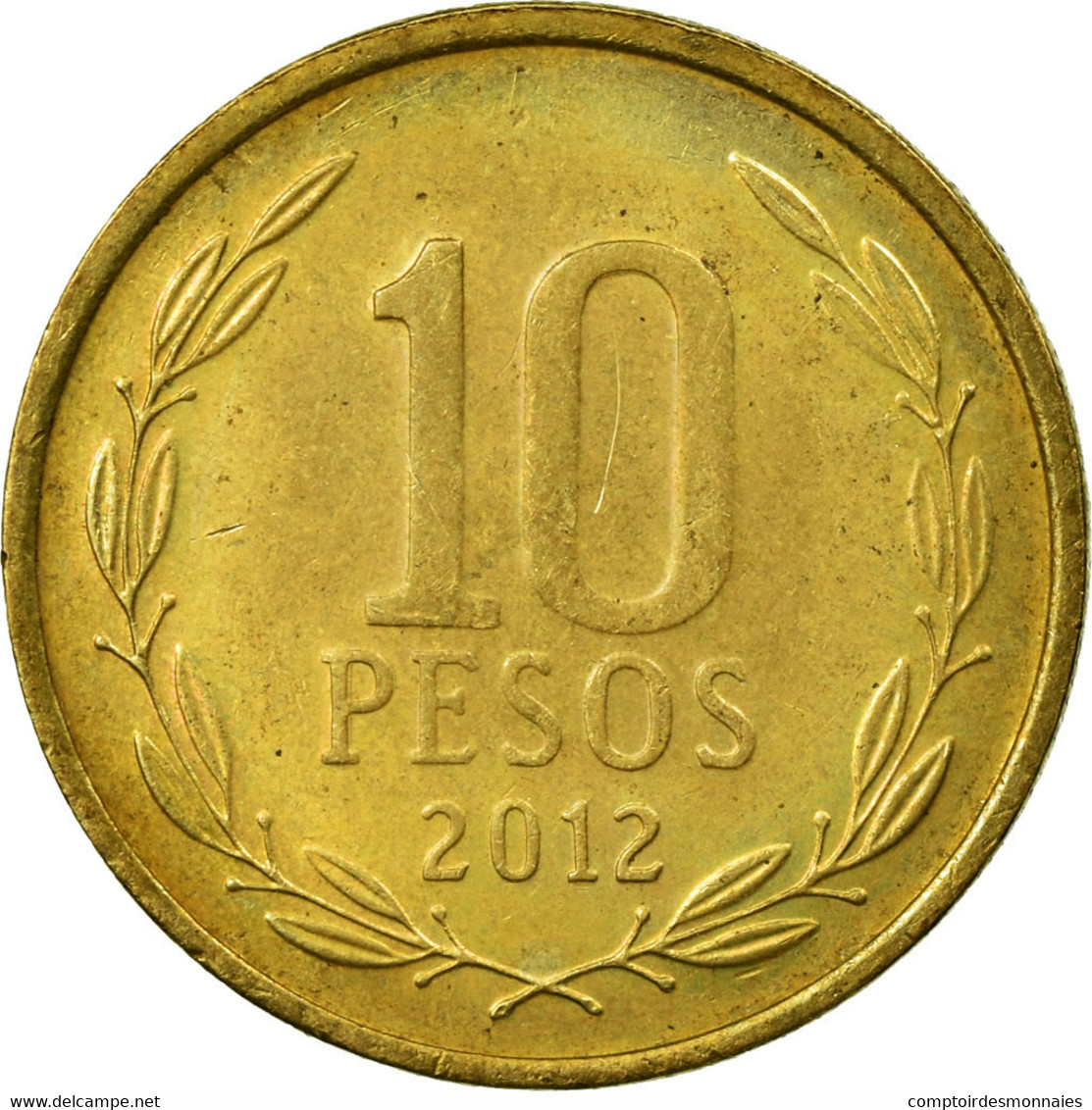 Monnaie, Chile, 10 Pesos, 2012, Santiago, TTB, Aluminum-Bronze, KM:228.2 - Chili