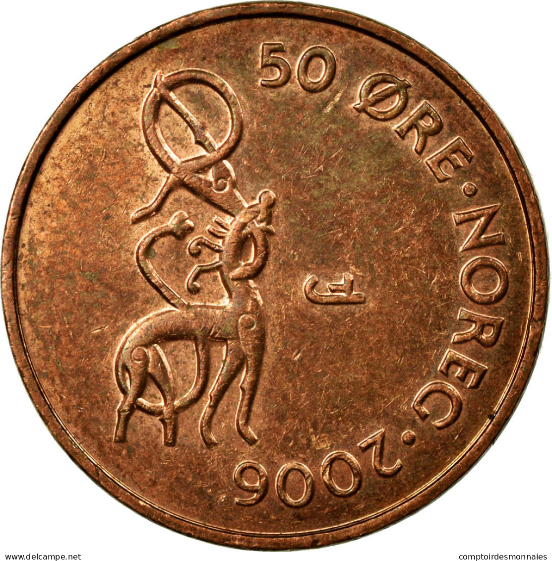 Monnaie, Norvège, Harald V, 50 Öre, 2006, TTB, Bronze, KM:460 - Norvège