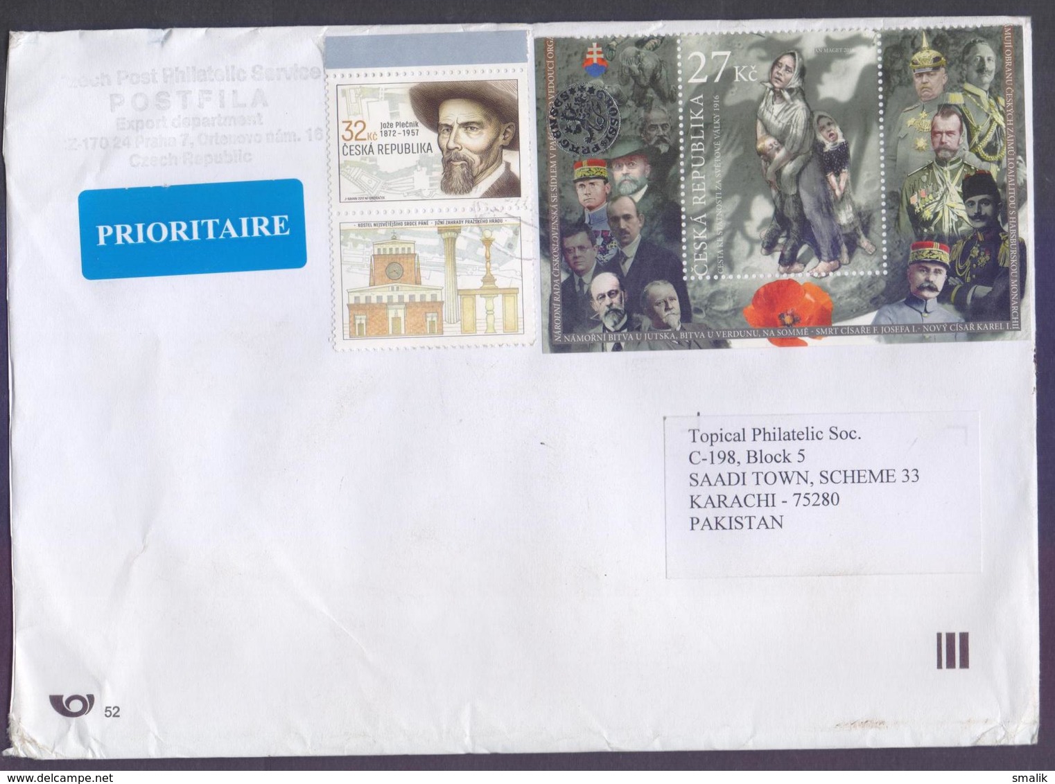 The 1916 Fight For Czech Statehood, Silver Foil Seal, Postal History Big Cover From CZECH REPUBLIC, Used 2018 - Covers & Documents