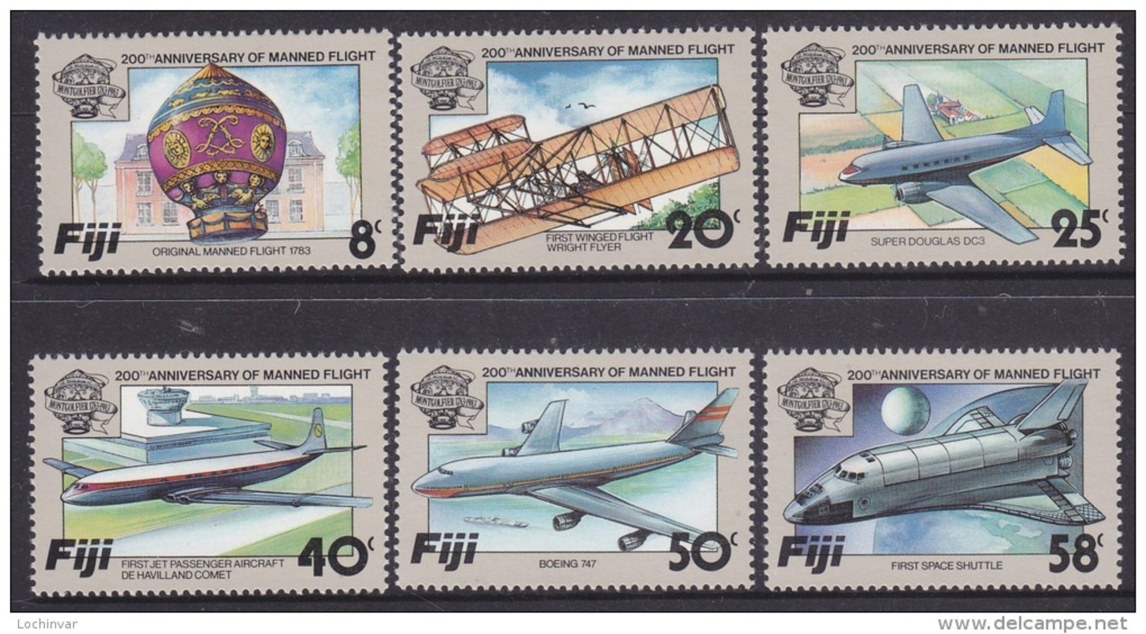 FIJI, 1983 MANNED FLIGHT 6 MNH - Fiji (1970-...)