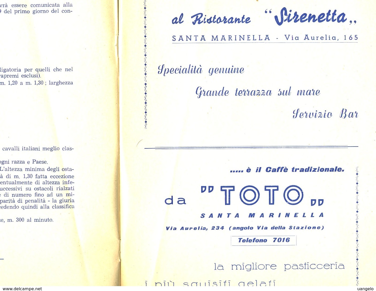 178 SANTA MARINELLA PROGRAMMA II CONCORSO IPPICO 1963 PUBBLICITA' ALL'INTERNO ,20 PAGINE - Dépliants Turistici