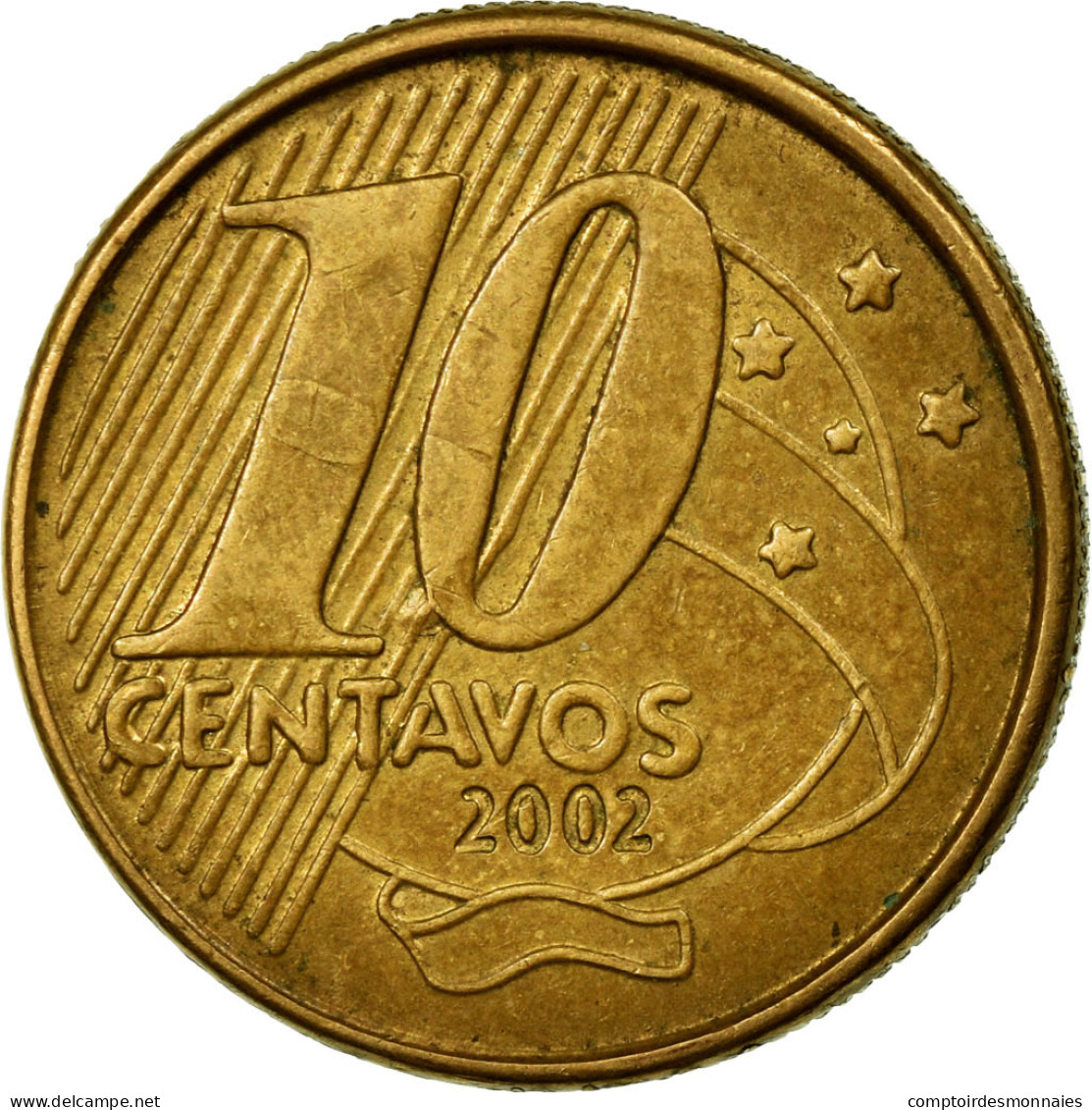 Monnaie, Brésil, 10 Centavos, 2002, TTB, Bronze Plated Steel, KM:649.2 - Brésil