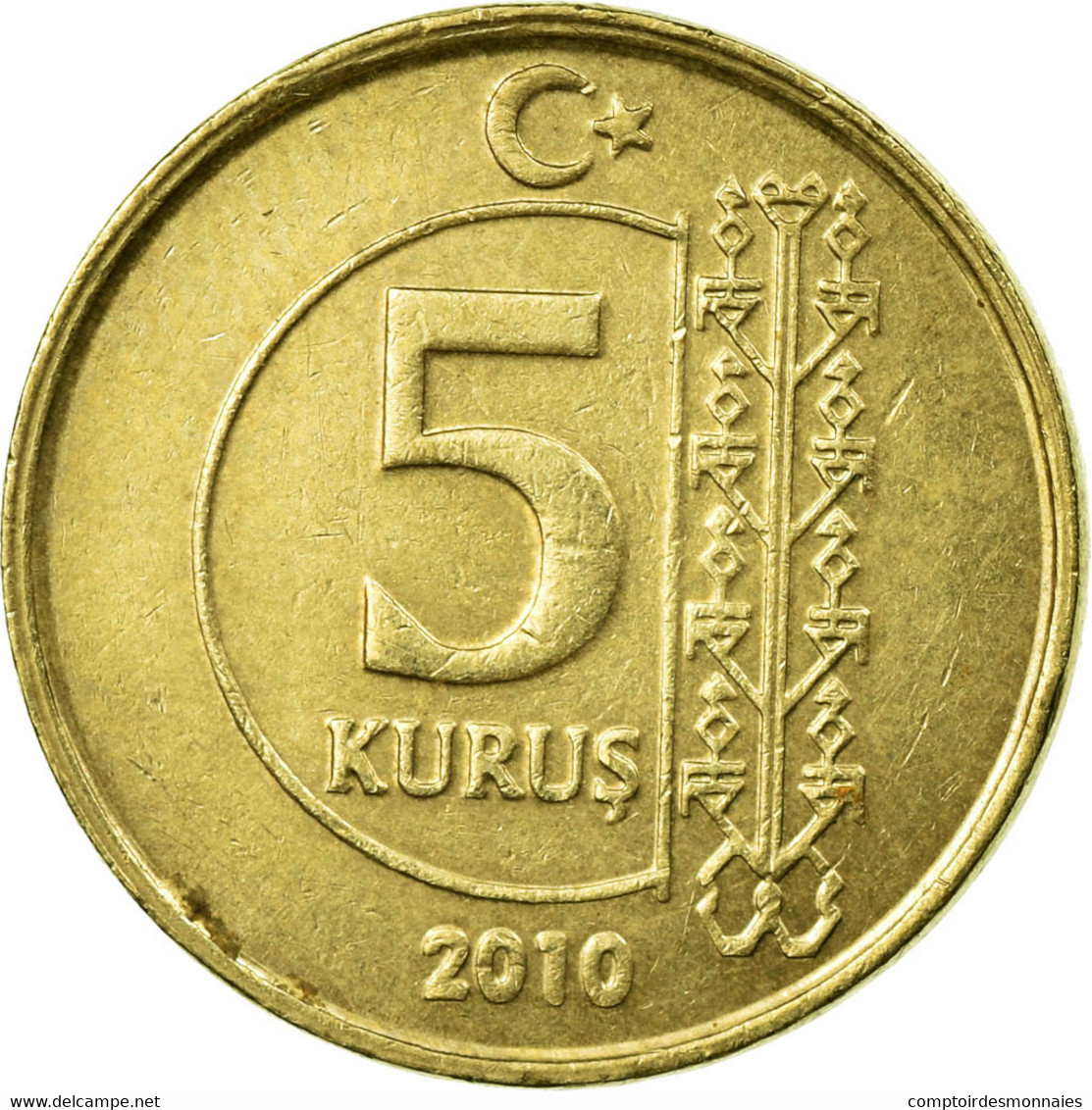 Monnaie, Turquie, 5 Kurus, 2010, TTB, Laiton, KM:1240 - Turquie