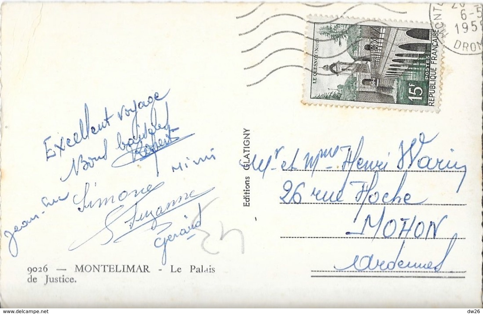 Montélimar - Le Palais De Justice, Fontaine, Voiture Aronde Commerciale - Edition Glatigny - Carte N° 9026 - Montelimar