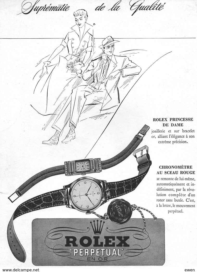 Carton Publicitaire Année 50. Rolex "Perpetual" En Or. - Targhe Di Cartone