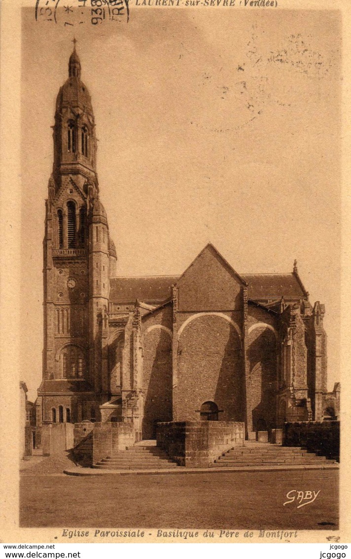 SAINT LAURENT SUR SEVRE    Eglise Paroissiale   Basilique Du Père De Montfort  Carte écrite En 1938  2 Scans  TBE - Autres & Non Classés