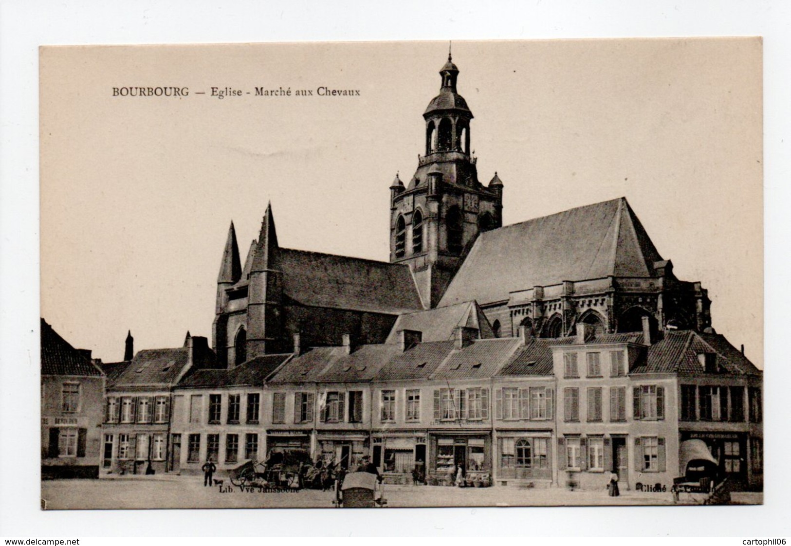 - CPA BOURBOURG (59) - Eglise - Marché Aux Chevaux - Edition Lib. Vve Janssoone - - Autres & Non Classés